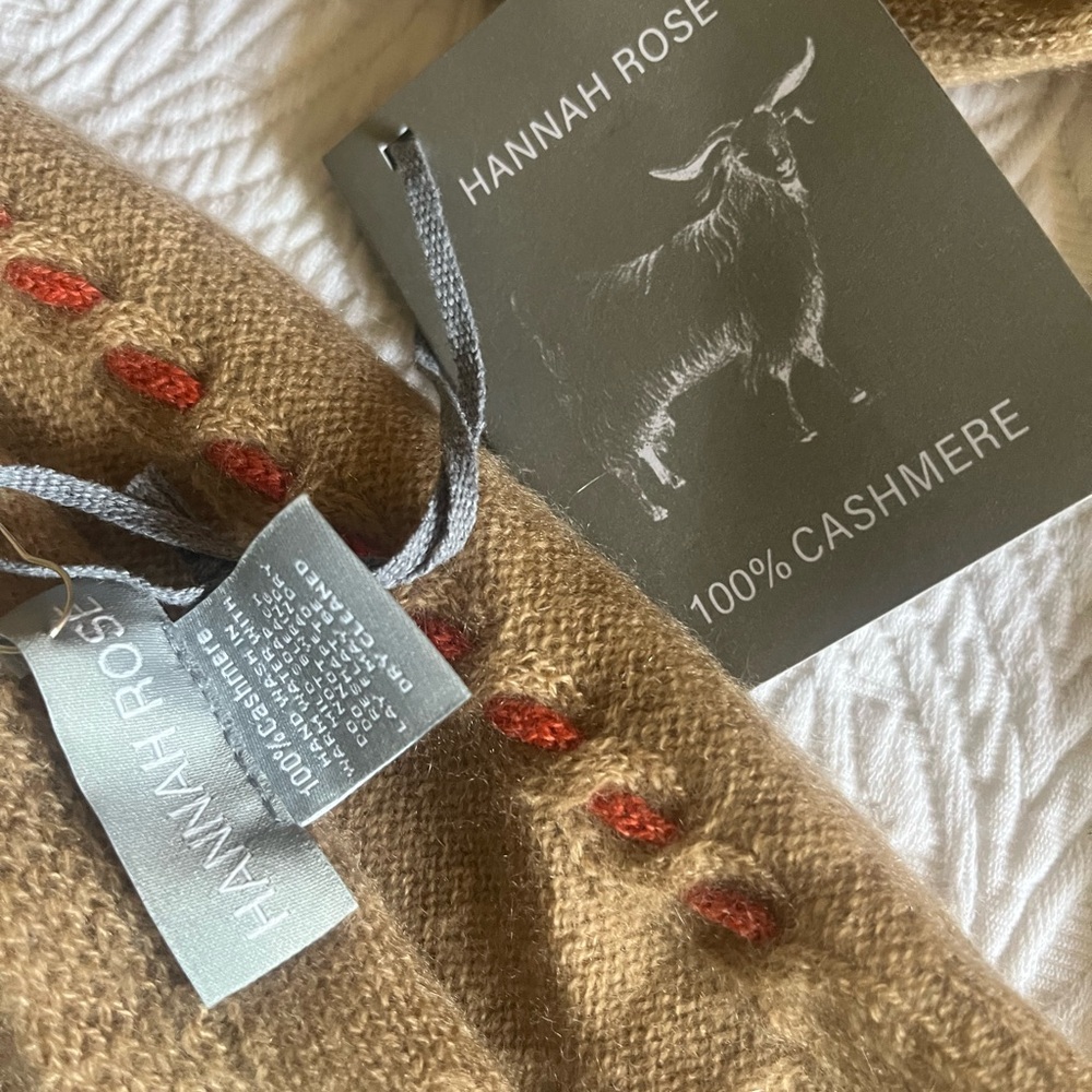 Hannah Rose Tan 100%Cashmere Scarf NEW WITH TAG - Picture 10 of 11